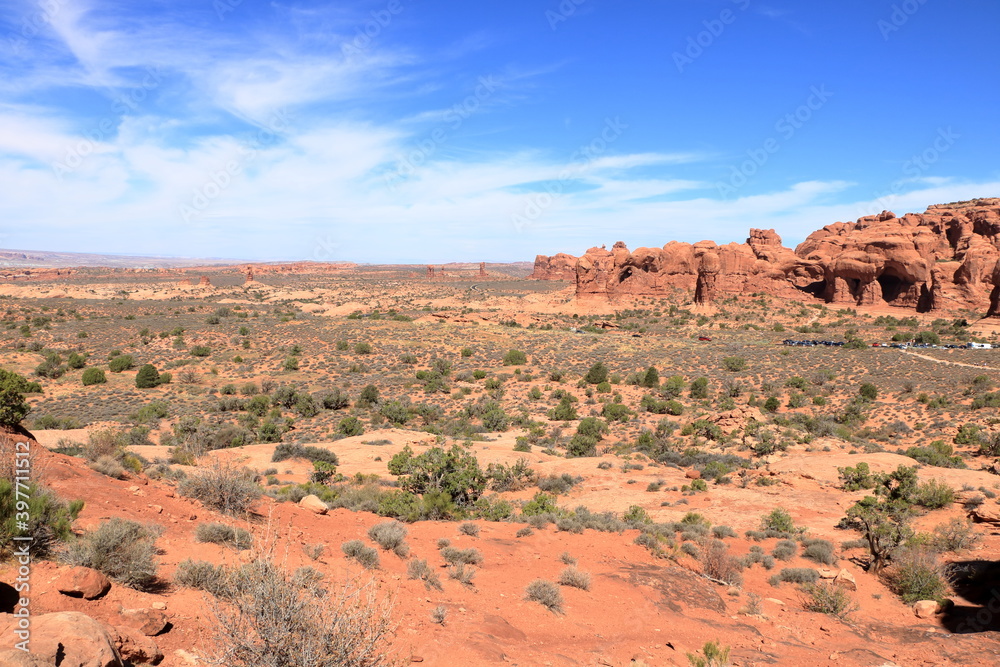 Desert landscape from Turret Arch, Arches National Park, Utah