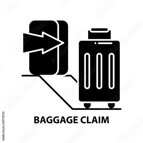 baggage claim icon, black vector sign with editable strokes, concept illustration