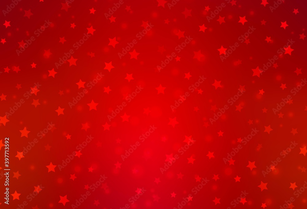 Light Red vector background with xmas snowflakes, stars.
