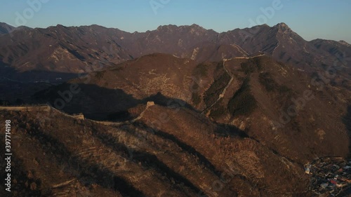 Aerial photography of the ancient Great Wall of China