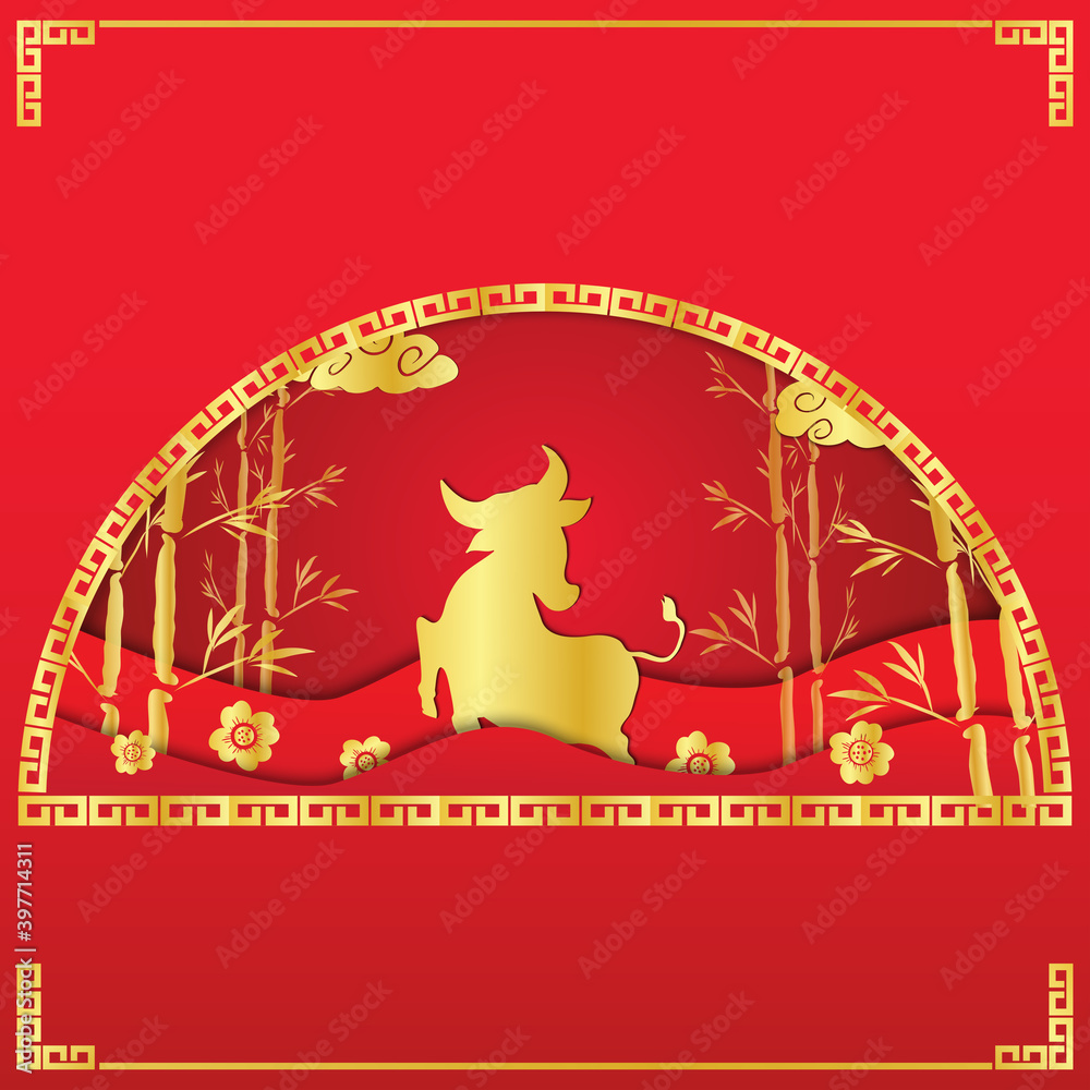 Fototapeta premium Chinese new year 2021 vector image for holiday content.