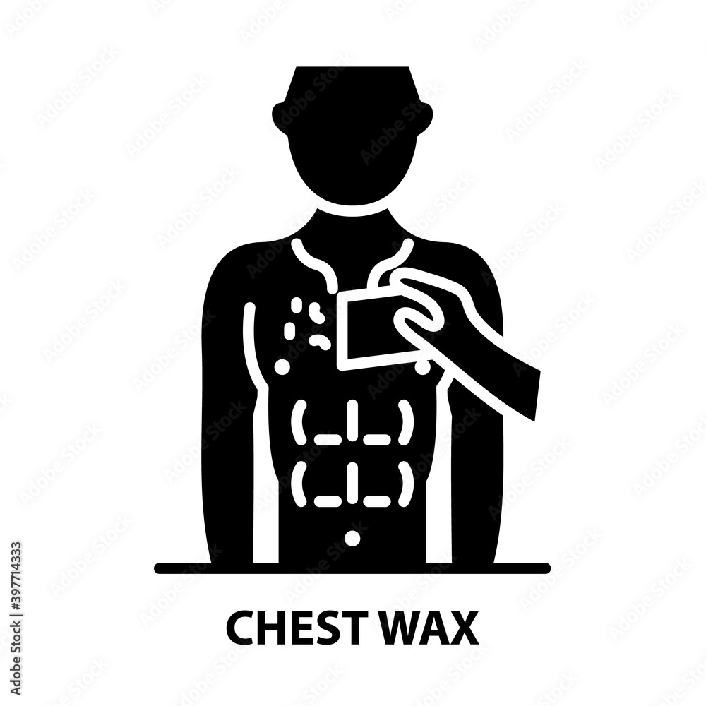 chest wax icon, black vector sign with editable strokes, concept illustration