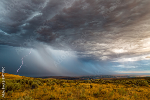 Summer thunderstorm passes over the desert near Ephrata and Soap Lake in Grant County Washington © Jeremy