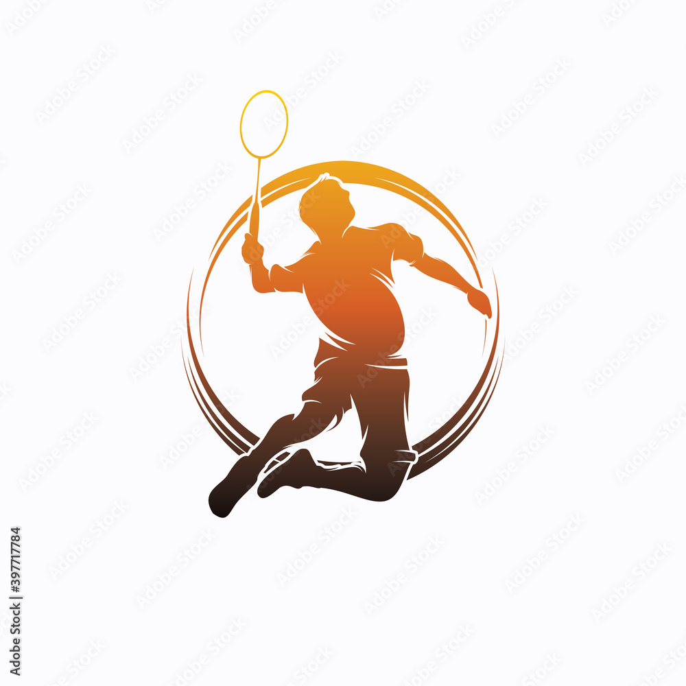 Badminton Smash Silhouette Logo Designs Stock Vector Adobe Stock