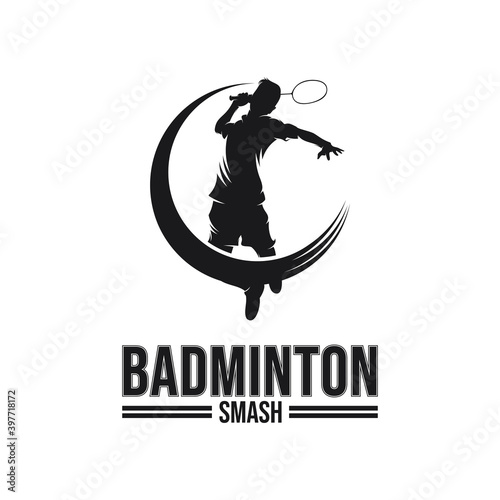 Badminton Smash Silhouette Logo Designs