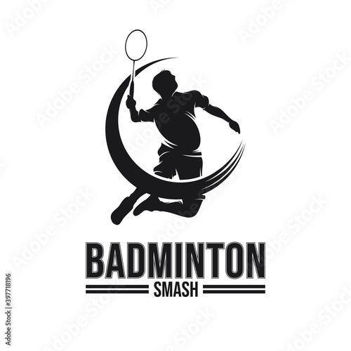 Badminton Smash Silhouette Logo Designs
