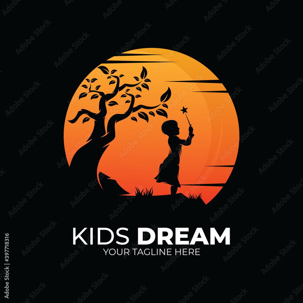 Little kids dream logo design inspiration