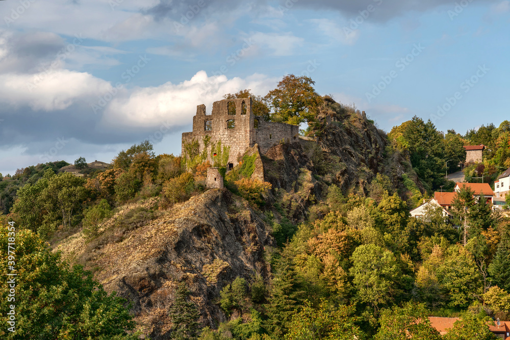 The ruins of Falkenstein Castle in Rhineland-Palatinate, Germany