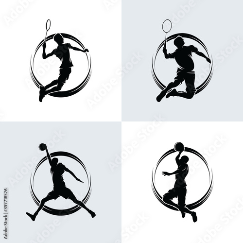 Collection of badminton and basketball logo