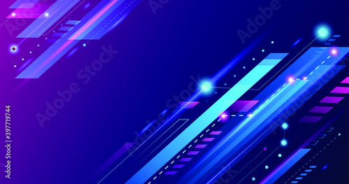 Abstract Futuristic background concept hi tach neon lights