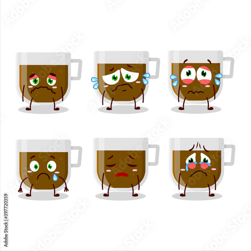 Cup of coffee cartoon character with sad expression