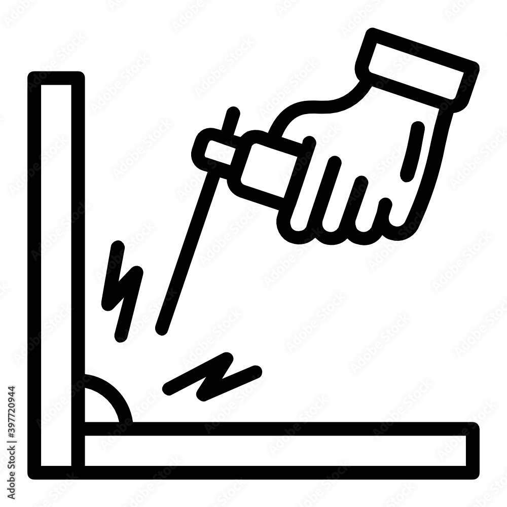 Electric Spark Weld Vector Icon Design, Arc welding equipment and Metal  Work Symbol on white background, Construction and Industrial manufacturing  Sign, Mig welding gun for tight spaces Concept, Stock Vector | Adobe