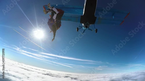 Parachutist Tandem Jumping
