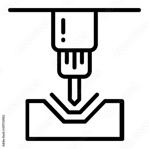 Steel Sheet Punching Vector Icon Design, Arc welding equipment and Metal Work Symbol on white background, Construction and Industrial manufacturing Sign, Welding press machine Concept 