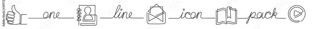 one line icon pack of bookmark email video one line icon pack of bookmark email video