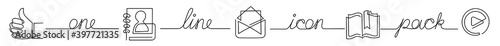 one line icon pack of bookmark email video