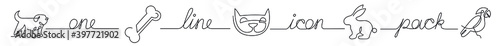 one line icon pack of veterinary dog pets