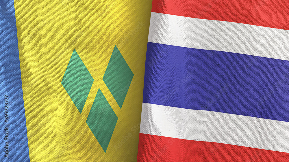 Thailand and Saint Vincent and the Grenadines two flags textile cloth