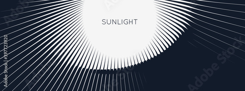 Black and white sunburst pattern. Sun ray or star burst. Radial lines background. Explosion vector illustration with copy space.