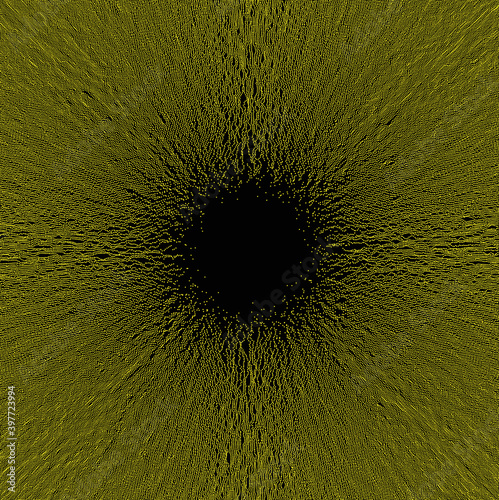 Small particles strive out of center. Array with dynamic particles. Abstract grid design. Vector illustration in technology style. Can be used for science or education.