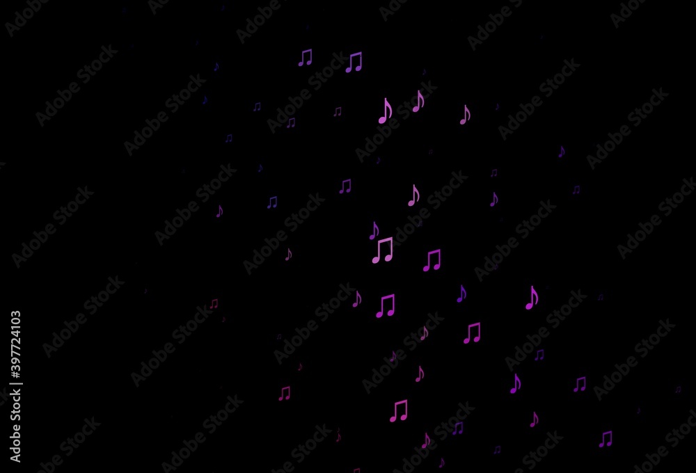 Dark Purple, Pink vector pattern with music elements.