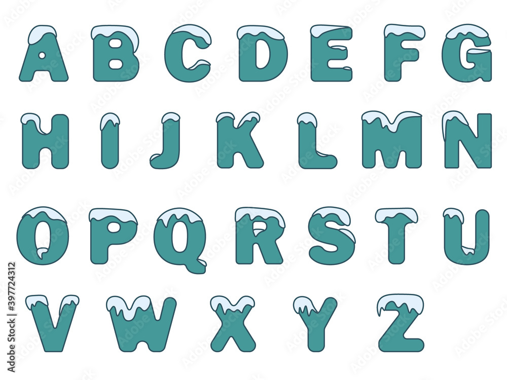 Winter English alphabet with snow. Image in jpeg format. Winter English alphabet with snow. Image in jpeg format.