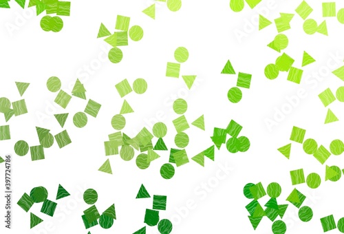 Light Green vector background with triangles  circles  cubes.