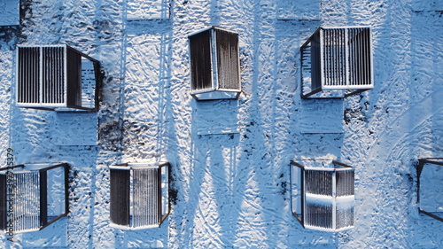 houses on the beach in winter