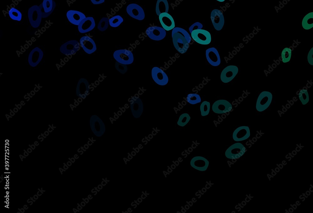 Dark Blue, Green vector background with bubbles.