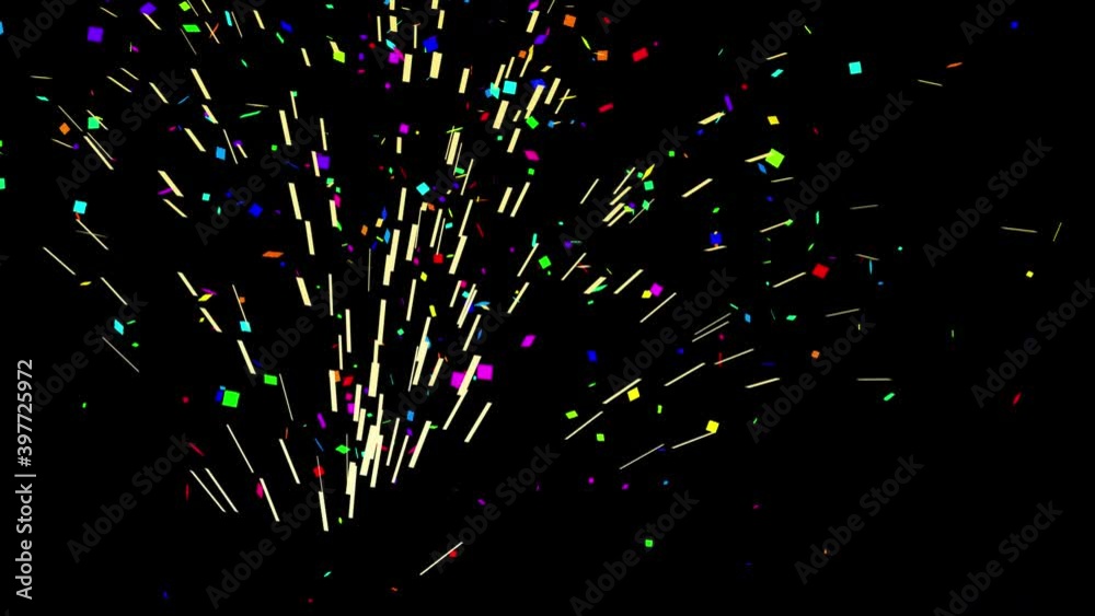 4K confetti party popper animation with alpha channel multi coloured