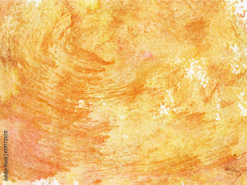 Watercolor background orange hand paint