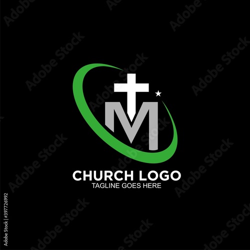 Cross logo design vector or icon for christian church