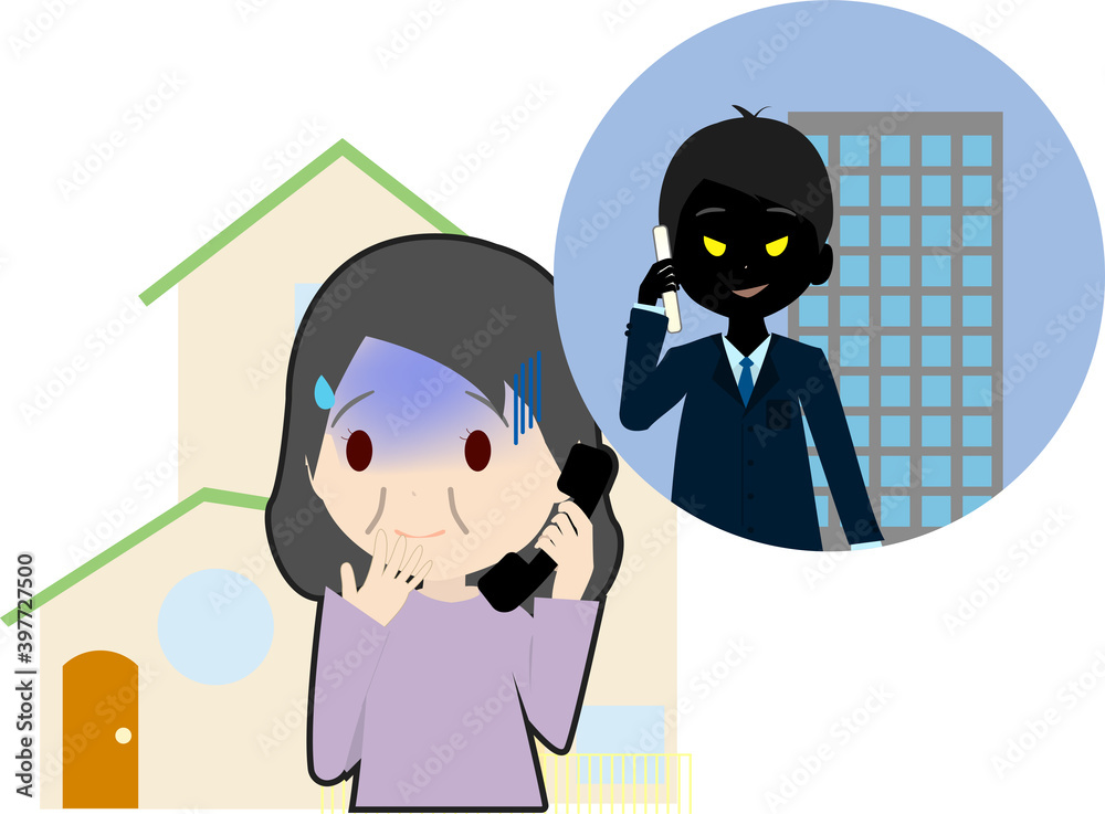 老人に電話をする悪い人のイラスト Stock Vector Adobe Stock
