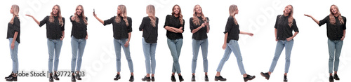photo collage of a modern young woman with a smartphone