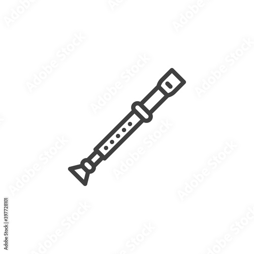 Clarinet musical instrument line icon. linear style sign for mobile concept and web design. Wind musical instrument, flute outline vector icon. Symbol, logo illustration. Vector graphics © alekseyvanin
