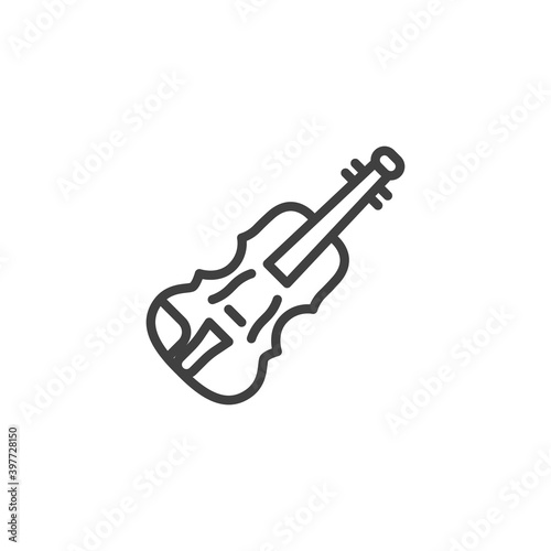 Viola, double bass line icon. linear style sign for mobile concept and web design. Cello, violin musical instrument outline vector icon. Symbol, logo illustration. Vector graphics