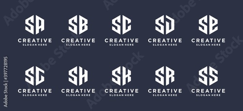 hexagon shape letter S combined with other monogram logo designs.