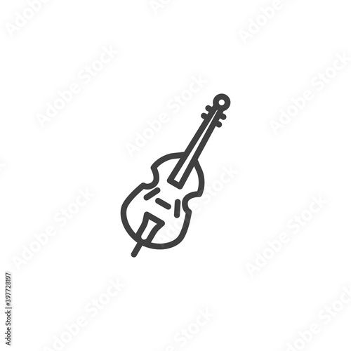 Cello, violin musical instrument line icon. linear style sign for mobile concept and web design. Viola, double bass outline vector icon. Symbol, logo illustration. Vector graphics
