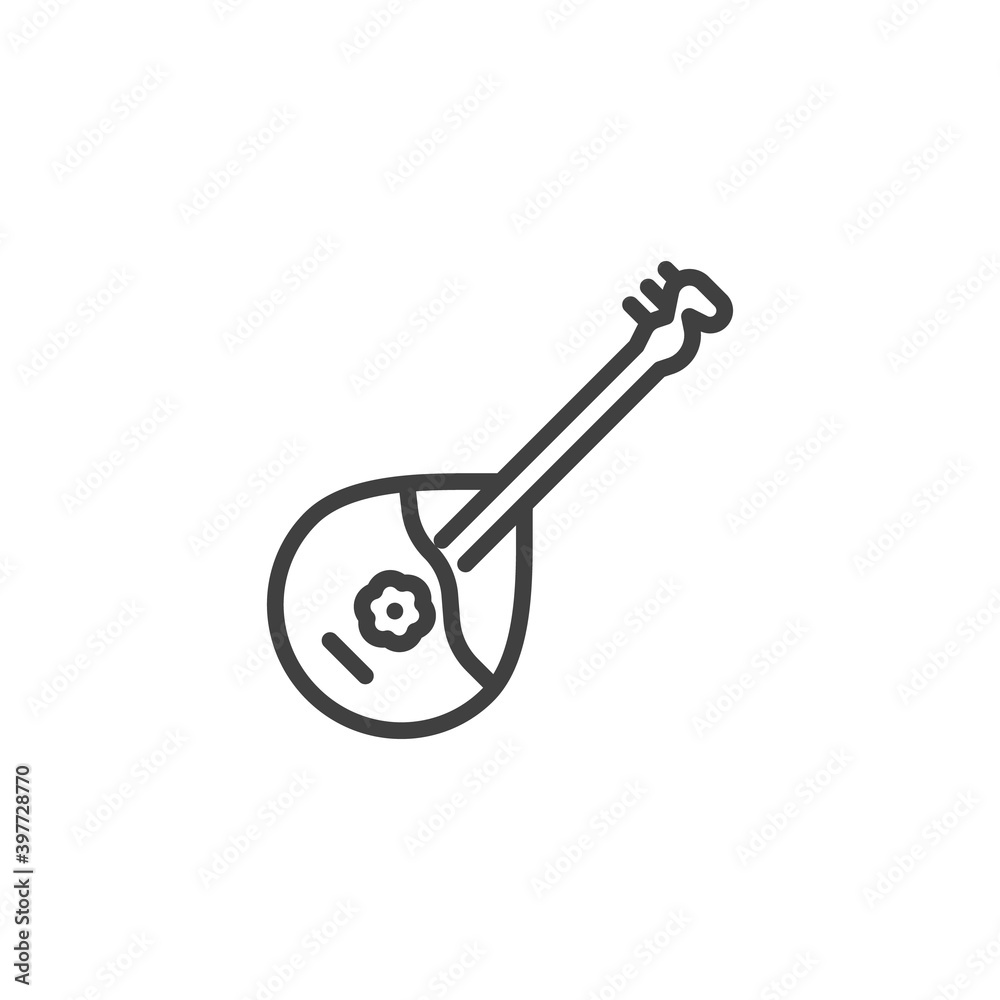 Domra musical instrument line icon. linear style sign for mobile concept and web design. Domra string instrument outline vector icon. Symbol, logo illustration. Vector graphics Domra musical instrument line icon. linear style sign for mobile concept and web design. Domra string instrument outline vector icon. Symbol, logo illustration. Vector graphics