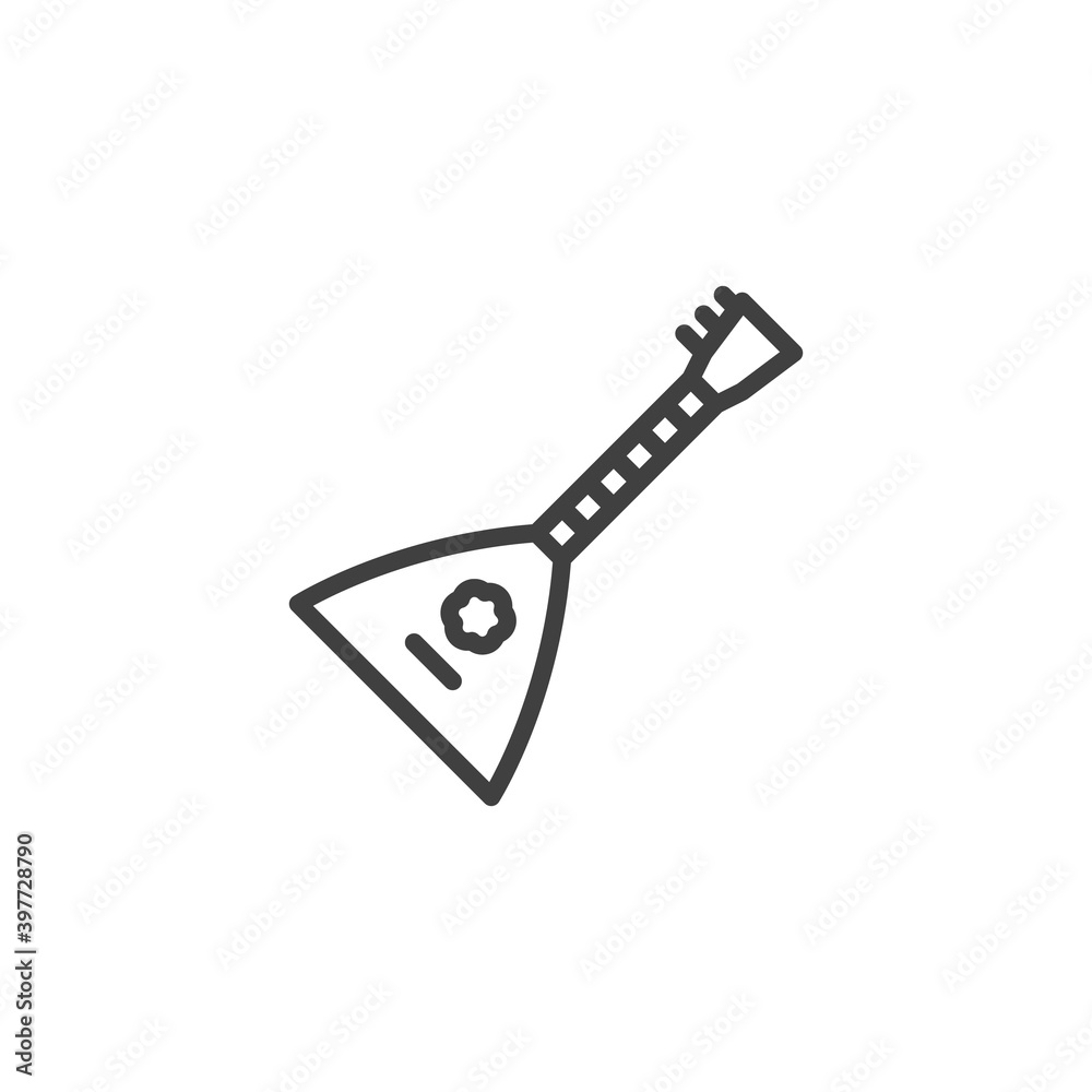 Russian Balalaika line icon. linear style sign for mobile concept and web design. Balalaika musical instrument outline vector icon. Symbol, logo illustration. Vector graphics Russian Balalaika line icon. linear style sign for mobile concept and web design. Balalaika musical instrument outline vector icon. Symbol, logo illustration. Vector graphics