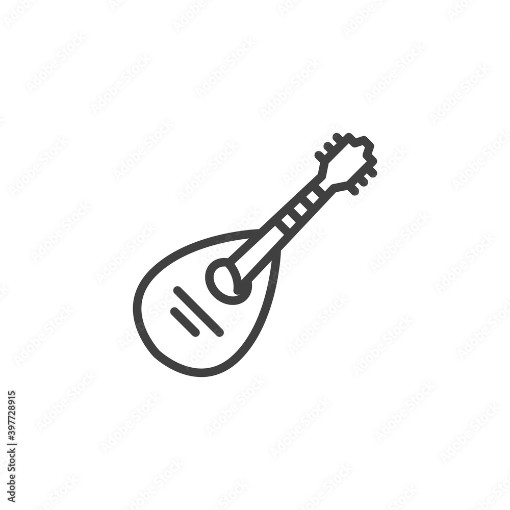 Mandolin musical instrument line icon. linear style sign for mobile concept and web design. Dombra guitar outline vector icon. Symbol, logo illustration. Vector graphics Mandolin musical instrument line icon. linear style sign for mobile concept and web design. Dombra guitar outline vector icon. Symbol, logo illustration. Vector graphics