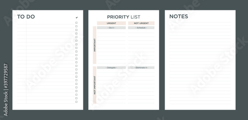 set of priority list include with to do list and notes , priority matrix