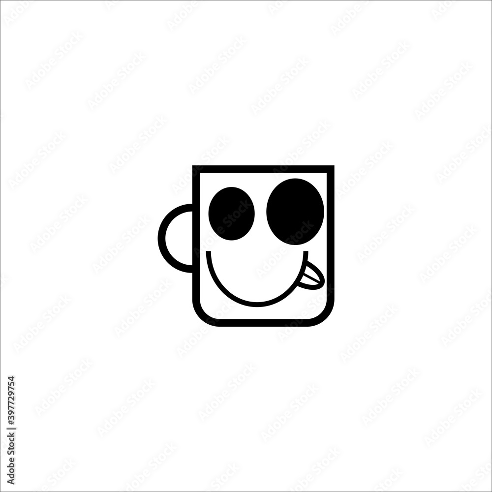 Cup with round eyes and protruding tongue sign eps ten Cup with round eyes and protruding tongue sign eps ten