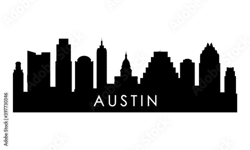 Austin skyline silhouette. Black Austin city design isolated on white background.