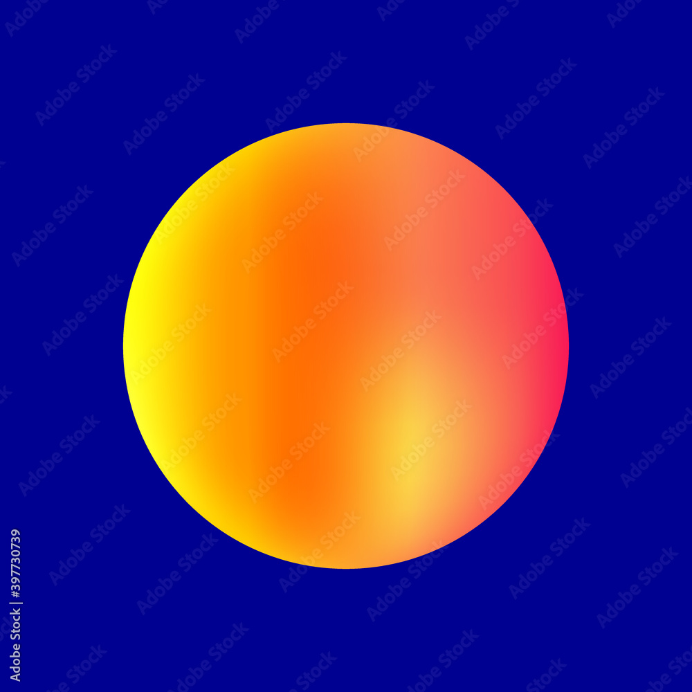 Blank of orange round spheres or 3d ball. Vector. Dark blue background