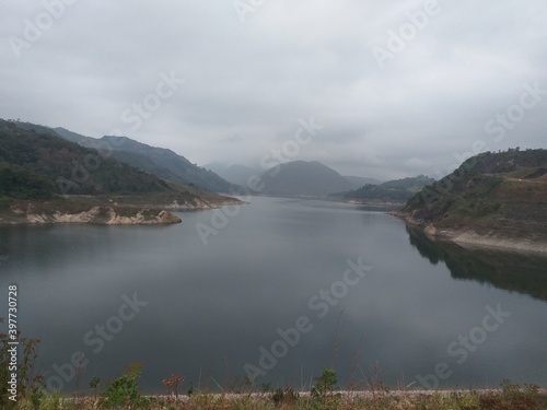 lake and mountains uribante caparo dam tachira venezuela photo