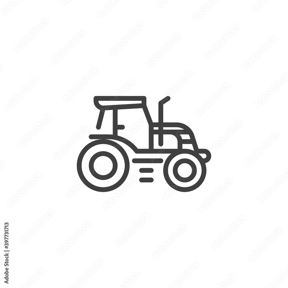 Tractor line icon. linear style sign for mobile concept and web design. Tractor outline vector icon. Symbol, logo illustration. Vector graphics