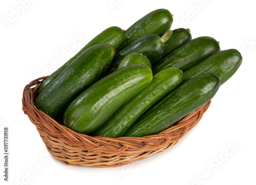 Fresh Healthy Cucumbers Isolated on White Background