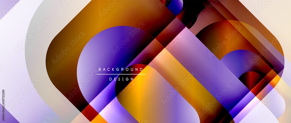 Vector geometric abstract background with lines and modern forms. Fluid gradient with abstract round shapes and shadow and light effects