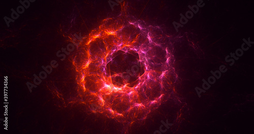 3D rendering abstract multicolor fractal light background